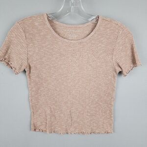 American Eagle Ribbed Tan Crop Top Sz XS